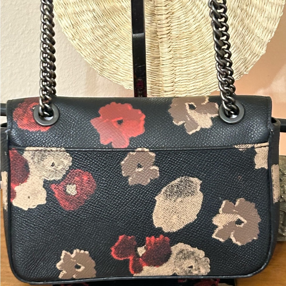 COACH Jewel Embellished Leather Floral Print Mini Convertible Crossbody Bag - Picture 5 of 15